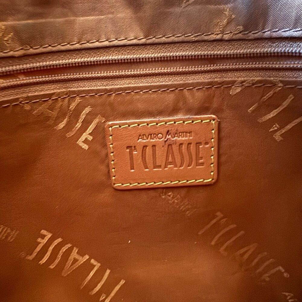 VTG Alviero Martini 1a Classe Geo Map Print Shoulder Bag Tan Brown - Picture 11 of 11